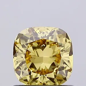 0.75ct CUSHION Fancy Yellow VS1 Coloured Lab diamond