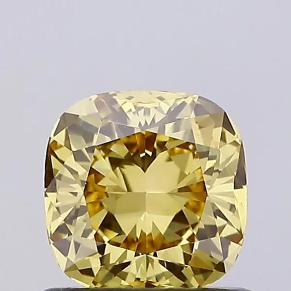 0.75ct CUSHION Fancy Yellow VS1 Coloured Lab diamond