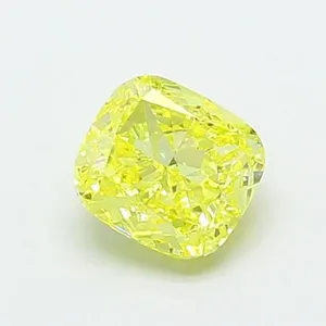 0.89ct CUSHION Fancy Intense Yellow VVS2 Coloured Lab diamond