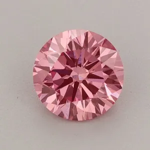 0.77ct ROUND Fancy Vivid Pink VS1 Coloured Lab diamond