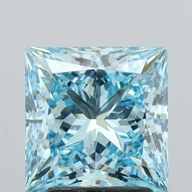 2.82ct PRINCESS Fancy Vivid Greenish Blue VVS2 Coloured Lab diamond