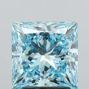 2.82ct PRINCESS Fancy Vivid Greenish Blue VVS2 Coloured Lab diamond