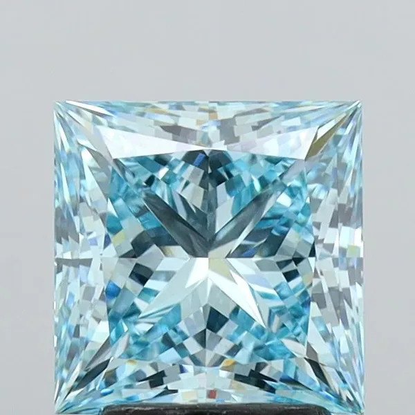 2.82ct PRINCESS Fancy Vivid Greenish Blue VVS2 Coloured Lab diamond
