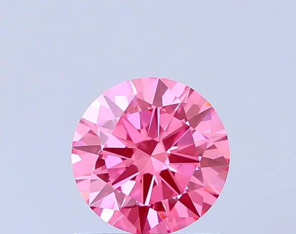 0.9ct ROUND Fancy Vivid Pink VS2 Coloured Lab diamond