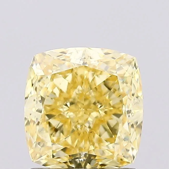 1.30ct CUSHION Fancy Intense Yellow VS1 Coloured Lab diamond