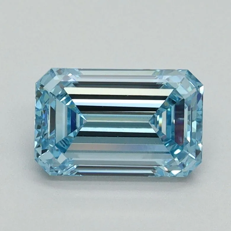 1.23ct EMERALD Fancy Vivid Blue VVS2 Coloured Lab diamond