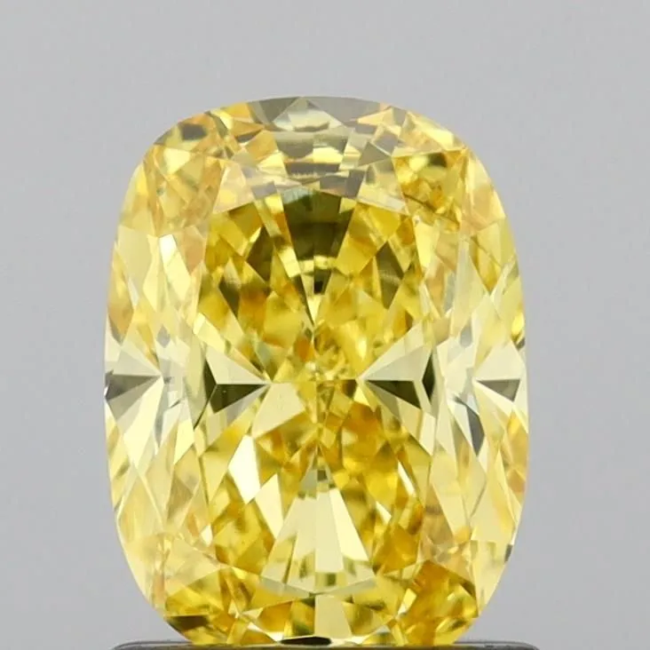 0.82ct CUSHION Fancy Vivid Yellow VS2 Coloured Lab diamond