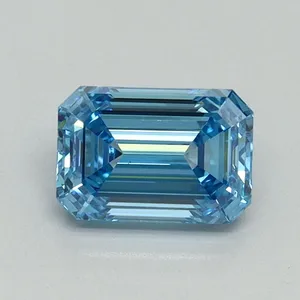 1ct EMERALD Fancy Vivid Blue VVS2 Coloured Lab diamond