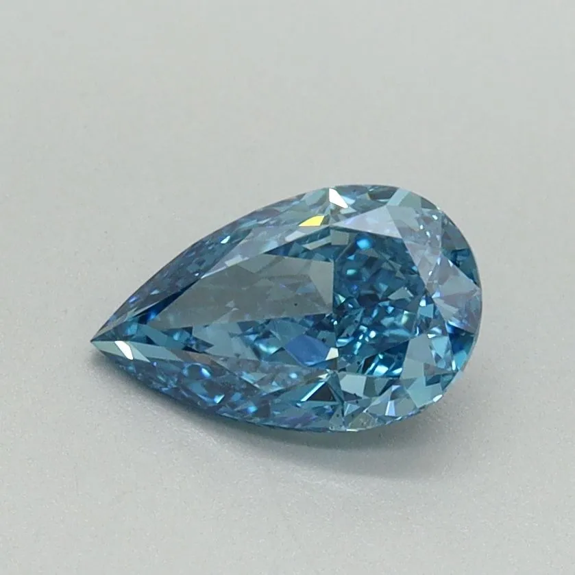 0.75ct PEAR Fancy Vivid Blue VS2 Coloured Lab diamond