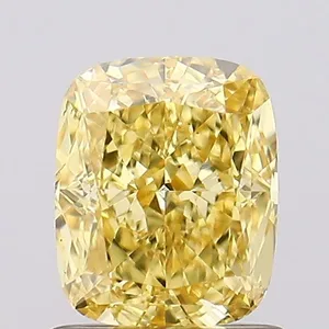 1.04ct CUSHION Fancy Vivid Yellow VVS2 Coloured Lab diamond