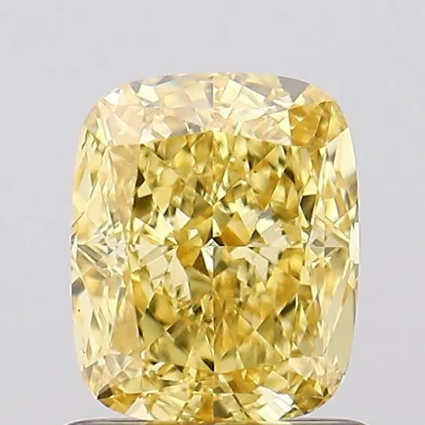1.04ct CUSHION Fancy Vivid Yellow VVS2 Coloured Lab diamond