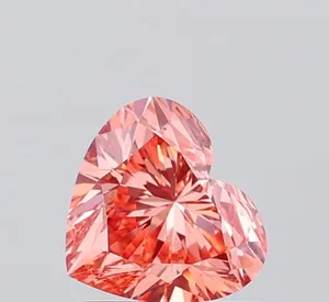 1.02ct HEART Fancy Vivid Orangey Pink VS2 Coloured Lab diamond