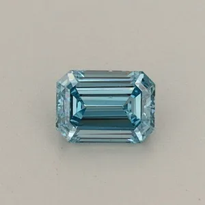 0.34ct EMERALD Fancy Vivid Blue VS2 Coloured Lab diamond