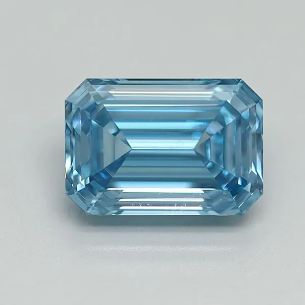 1.29ct EMERALD Fancy Vivid Blue VVS2 Coloured Lab diamond