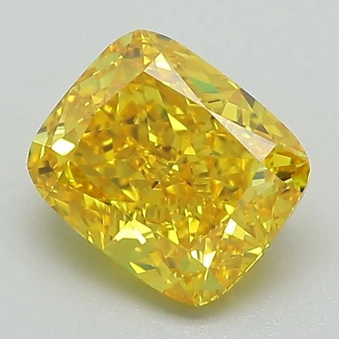 1.35ct CUSHION Fancy Vivid Yellow VS1 Coloured Lab diamond