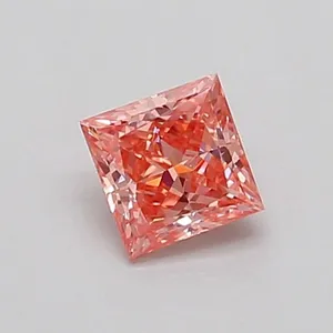 0.43ct PRINCESS Fancy Vivid Orangey Pink VVS2 Coloured Lab diamond