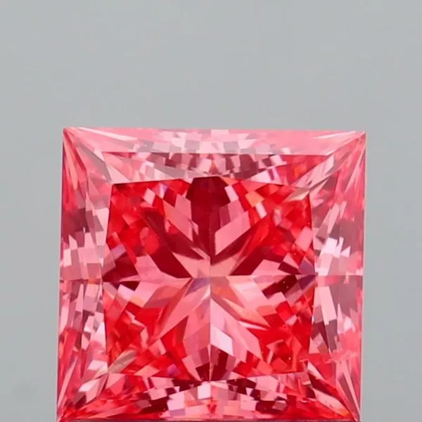 1.05ct PRINCESS Fancy Vivid Pink SI1 Coloured Lab diamond