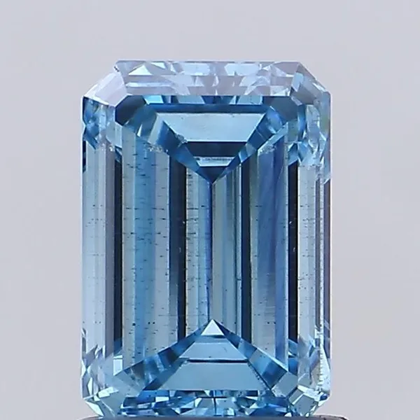 1.01ct EMERALD Fancy Vivid Blue SI2 Coloured Lab diamond