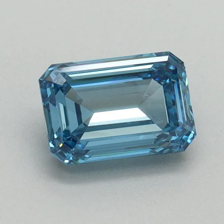 1.09ct EMERALD Fancy Vivid Blue VVS2 Coloured Lab diamond