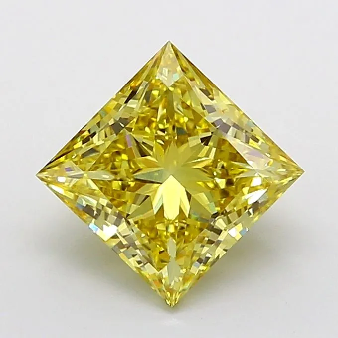 3.54ct PRINCESS Fancy Intense Yellow VS1 Coloured Lab diamond