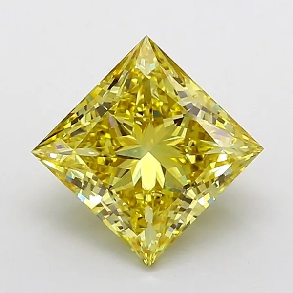 3.54ct PRINCESS Fancy Intense Yellow VS1 Coloured Lab diamond