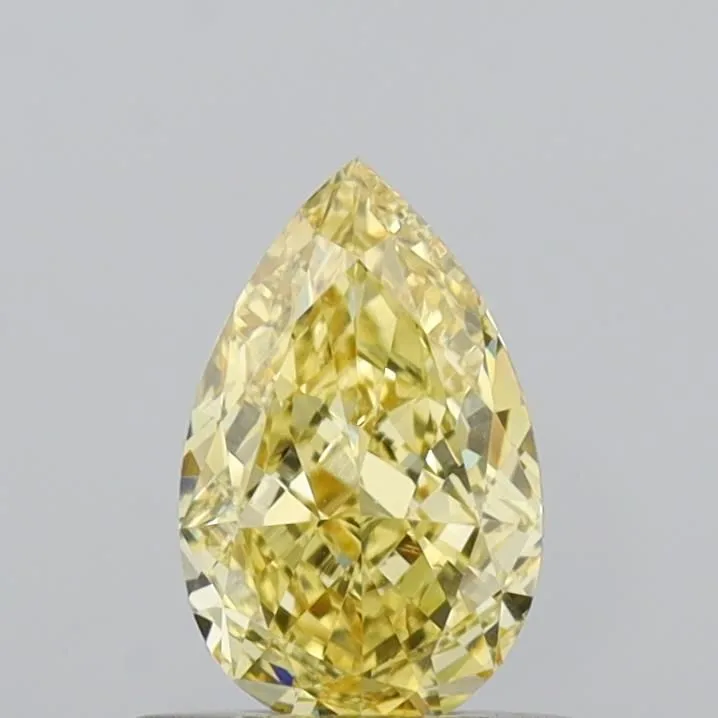 0.61ct PEAR Fancy Intense Yellow VVS2 Coloured Lab diamond