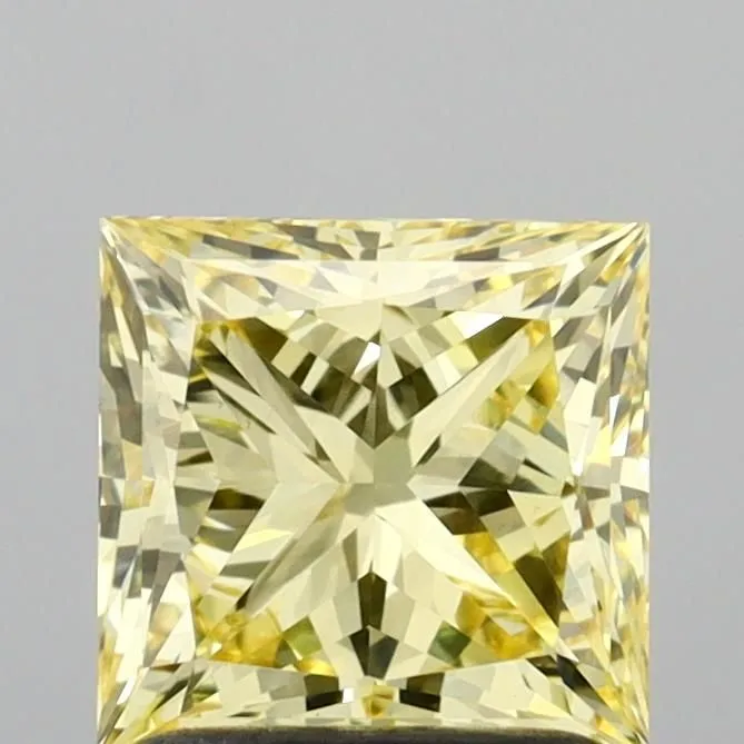 1.54ct PRINCESS Fancy Intense Yellow VVS2 Coloured Lab diamond