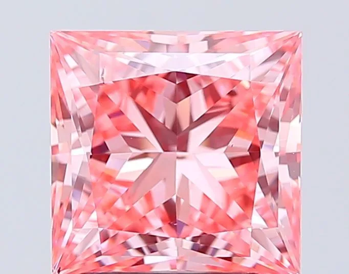 3.09ct PRINCESS Fancy Vivid Pink VS2 Coloured Lab diamond