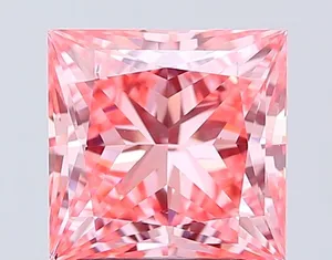 3.09ct PRINCESS Fancy Vivid Pink VS2 Coloured Lab diamond