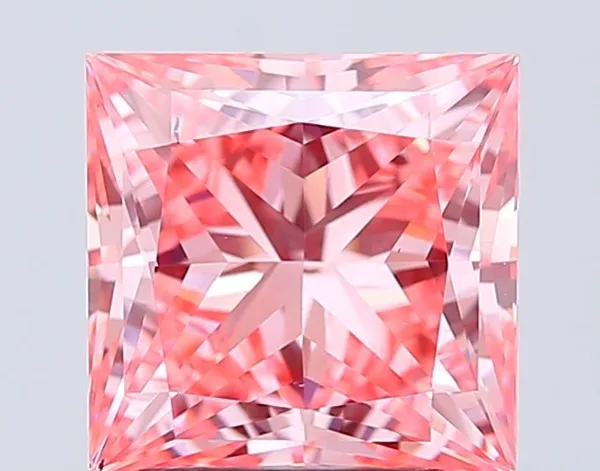 3.09ct PRINCESS Fancy Vivid Pink VS2 Coloured Lab diamond