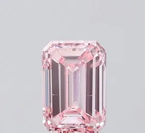 0.91ct EMERALD Fancy Intense Pink VS2 Coloured Lab diamond