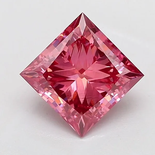 3.52ct PRINCESS Fancy Vivid Pink VS2 Coloured Lab diamond