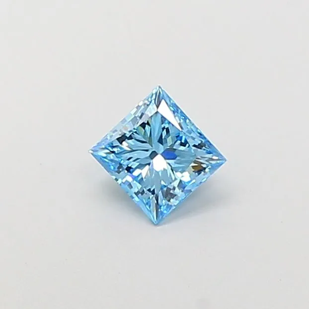 1.00ct PRINCESS Fancy Vivid Blue VS2 Coloured Lab diamond