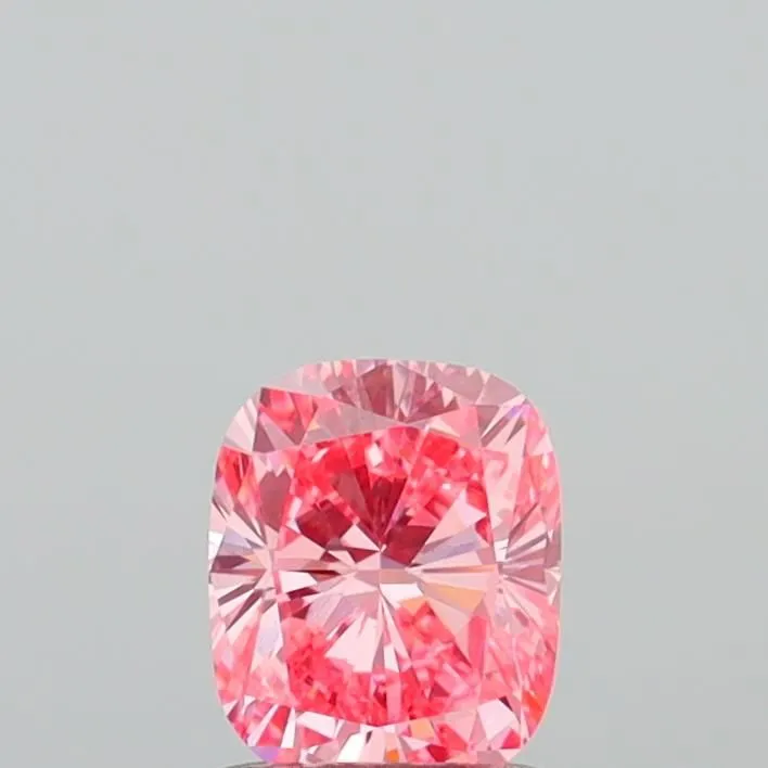 0.92ct CUSHION Fancy Vivid Pink VVS2 Coloured Lab diamond