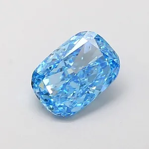 0.9ct CUSHION Fancy Vivid Blue VS1 Coloured Lab diamond