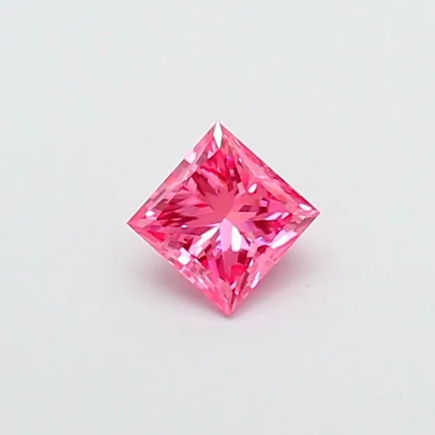 0.55ct PRINCESS Fancy Vivid Pink VS1 Coloured Lab diamond