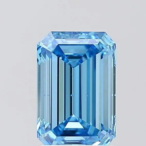 1.51ct EMERALD Fancy Vivid Blue VS2 Coloured Lab diamond