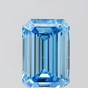1.51ct EMERALD Fancy Vivid Blue VS2 Coloured Lab diamond