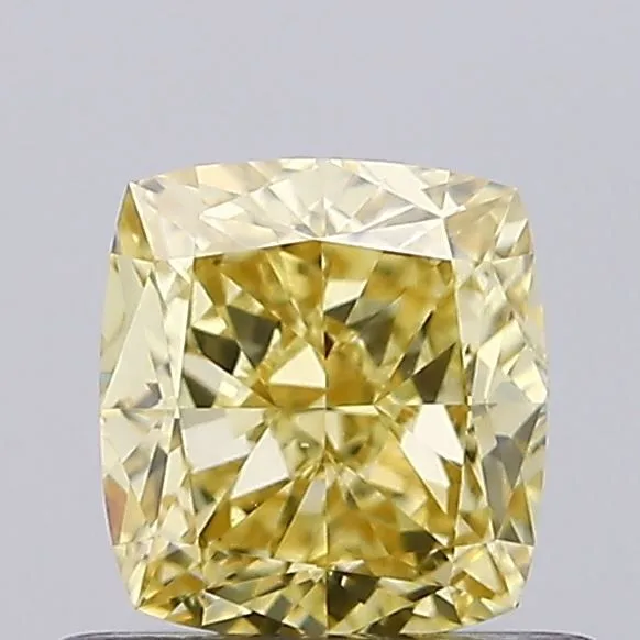 0.72ct CUSHION Fancy Intense Yellow VVS2 Coloured Lab diamond
