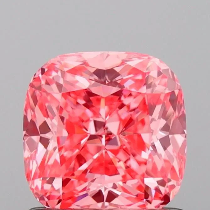 0.90ct CUSHION Fancy Vivid Pink VVS2 Coloured Lab diamond