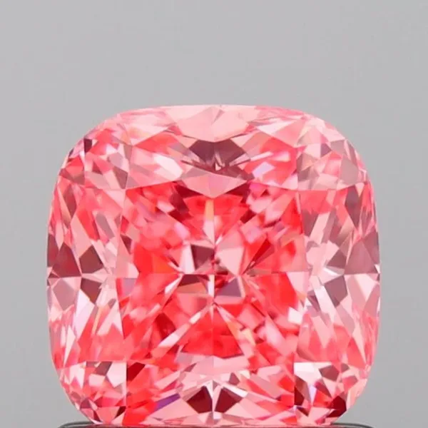 0.9ct CUSHION Fancy Vivid Pink VVS2 Coloured Lab diamond