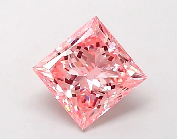 1.00ct PRINCESS Fancy Intense Pink VS1 Coloured Lab diamond