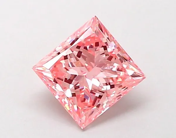 1ct PRINCESS Fancy Intense Pink VS1 Coloured Lab diamond