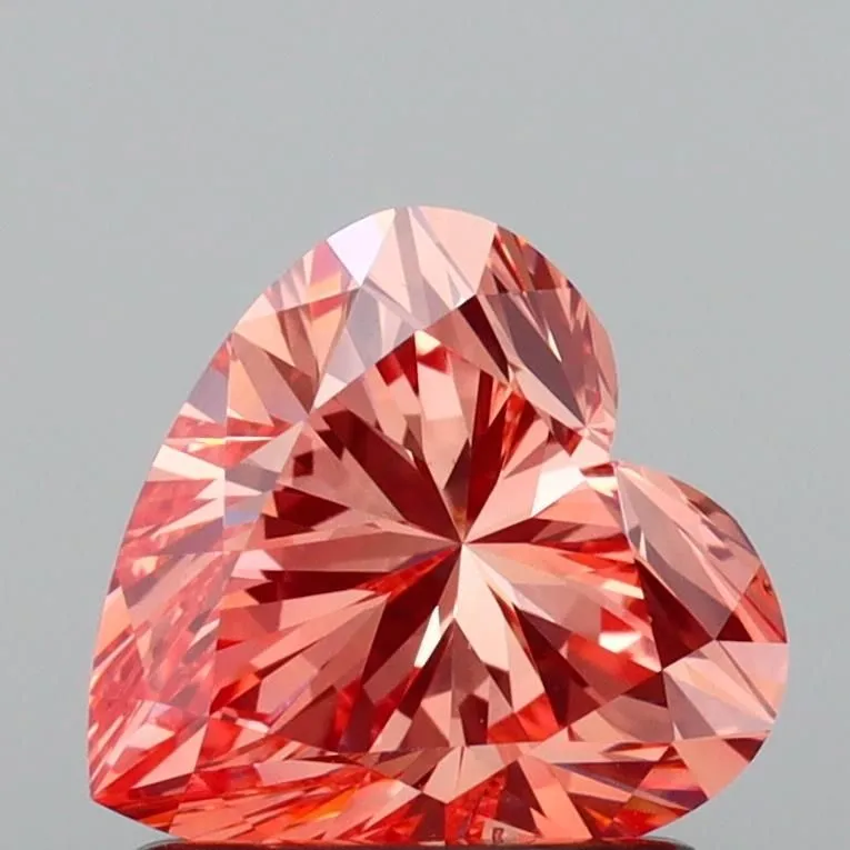 1.21ct HEART Fancy Vivid Orange Pink VS2 Coloured Lab diamond