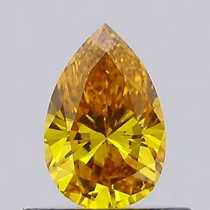 0.36ct PEAR Fancy Vivid Orangey Yellow VS2 Coloured Lab diamond