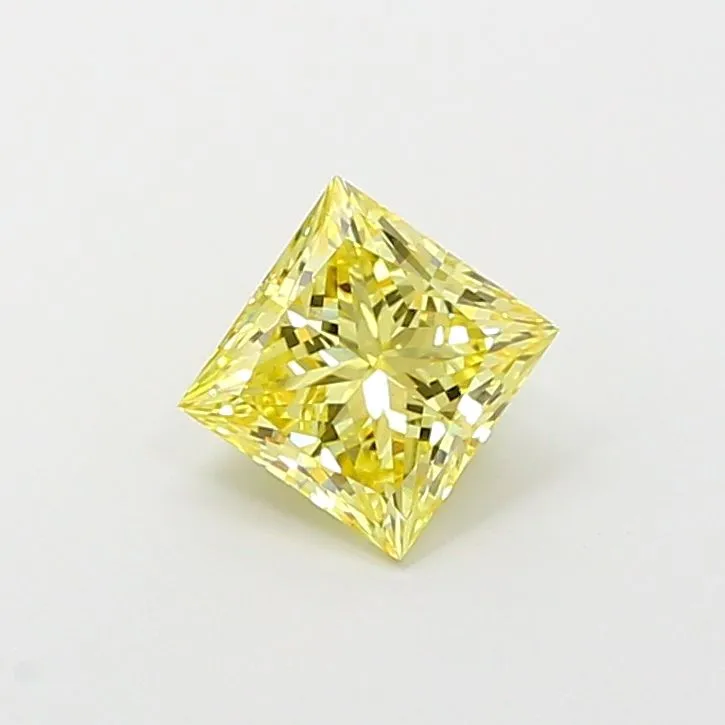 1.10ct PRINCESS Fancy Intense Yellow VS2 Coloured Lab diamond