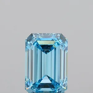 1.38ct EMERALD Fancy Vivid Blue VVS2 Coloured Lab diamond