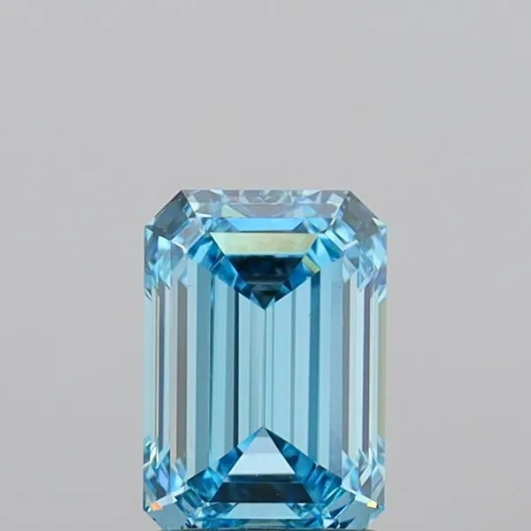 1.38ct EMERALD Fancy Vivid Blue VVS2 Coloured Lab diamond