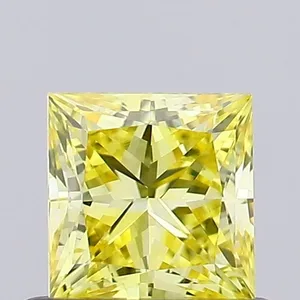 0.62ct PRINCESS Fancy Vivid Yellow VVS2 Coloured Lab diamond