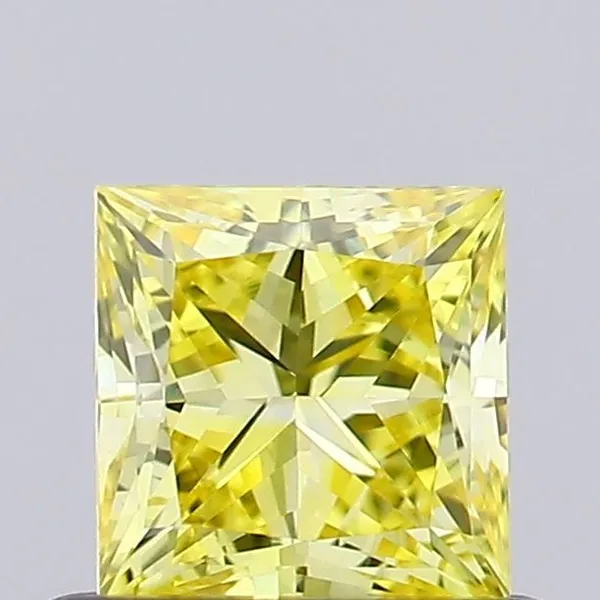 0.62ct PRINCESS Fancy Vivid Yellow VVS2 Coloured Lab diamond